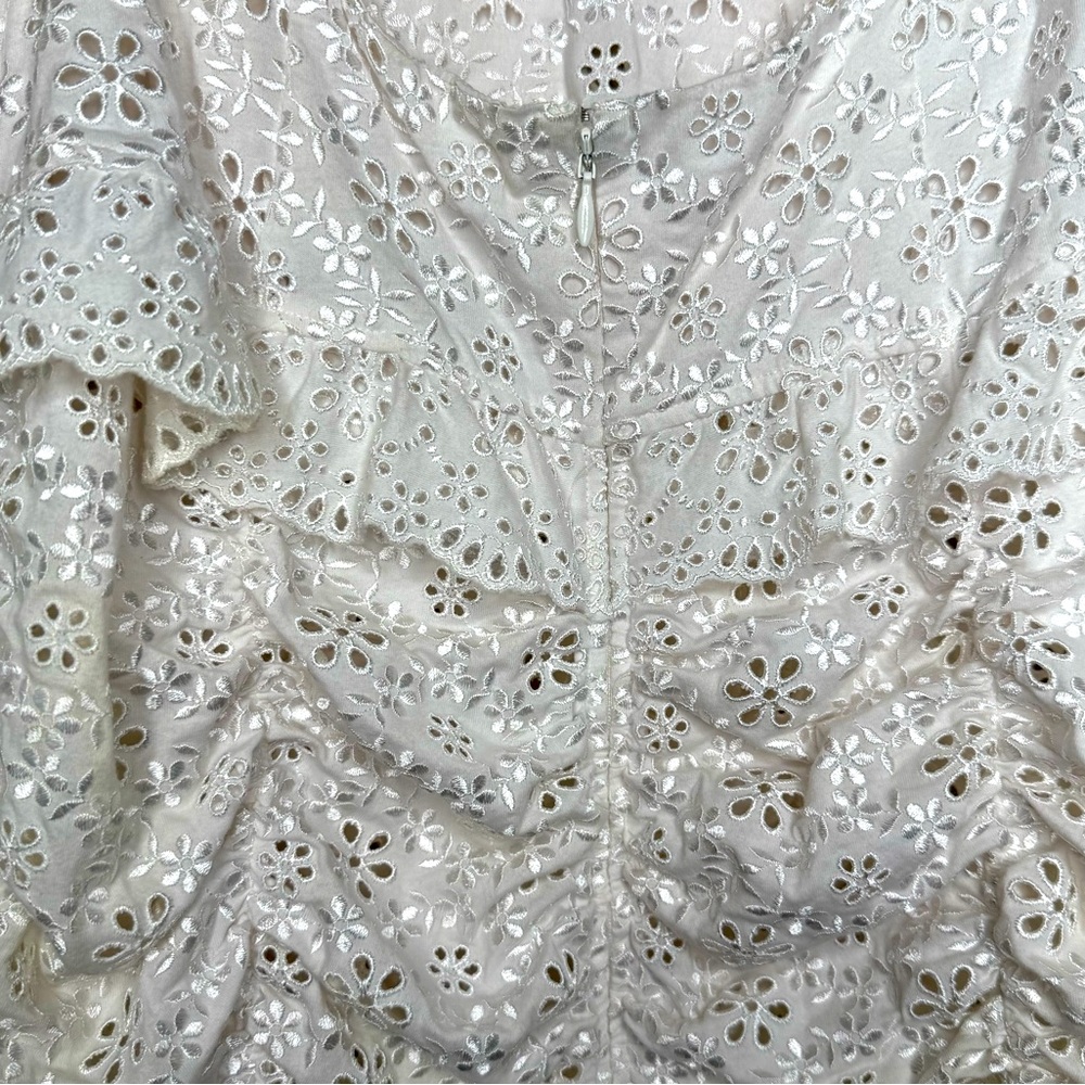 For Love and Lemons Sophie Eyelet Mini Dress in White, size L - Picture 9 of 10